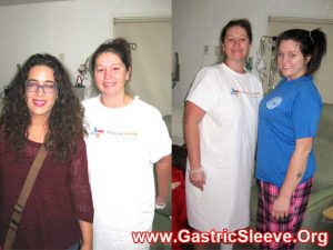 Crystal with Veronica (left); post-op day 1 (right)